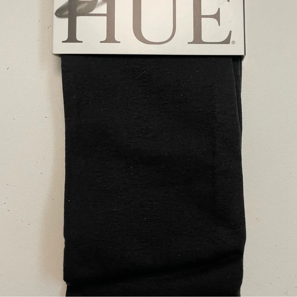 Hue Knee Hi Socks Comfort Top Soft Nylon Opaque Black Size 1